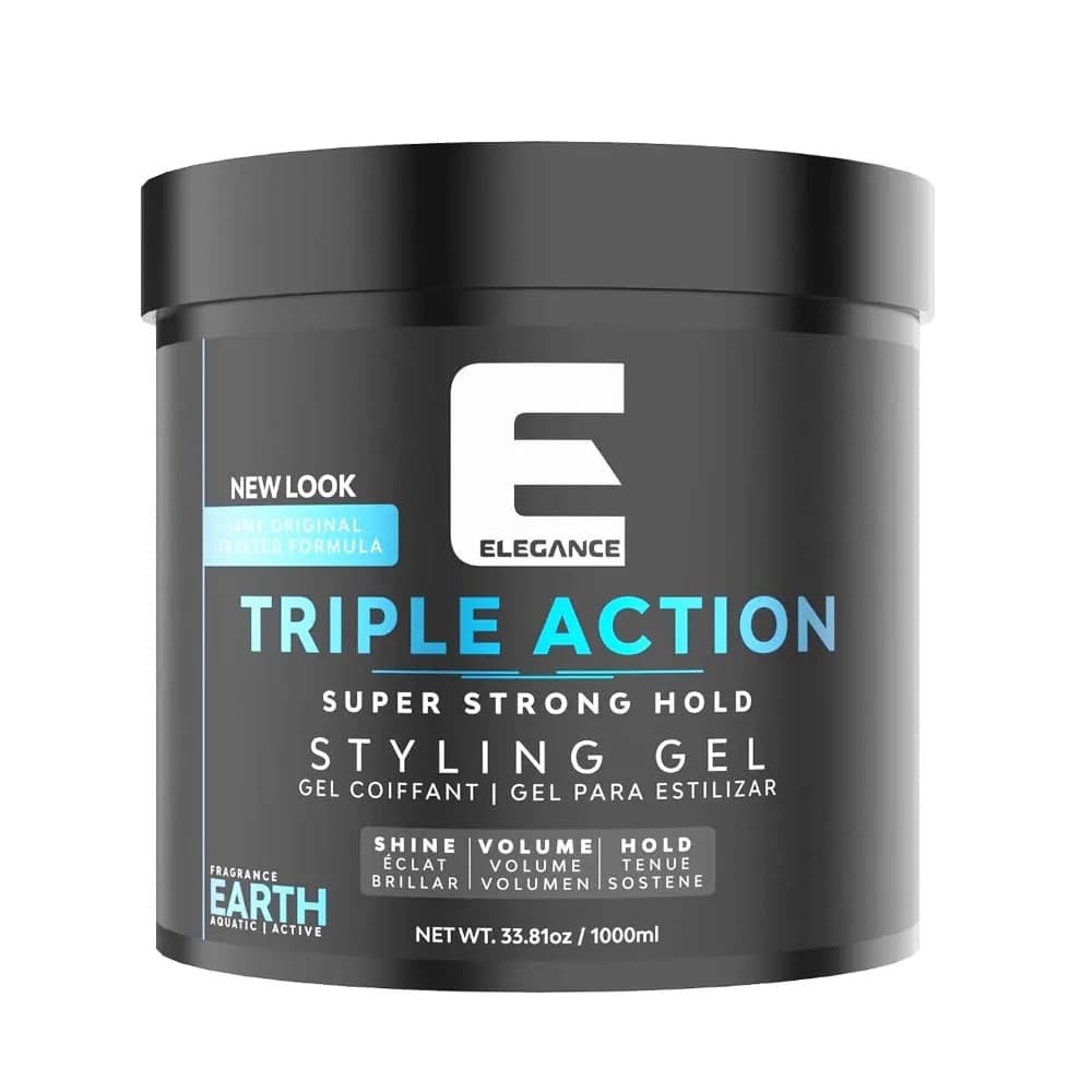 Elegance Triple Action Super Strong Hold Styling Gel EARTH 1000 ml
