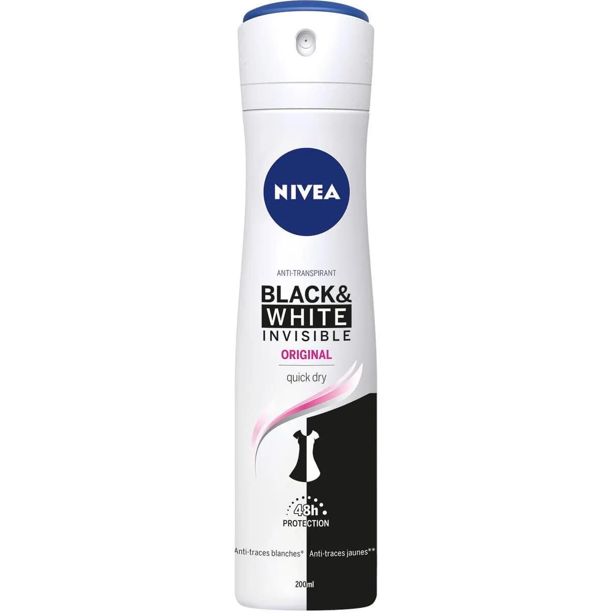 NIVEA déodorant femme INVISIBLE BLACK & WHITE 200ML