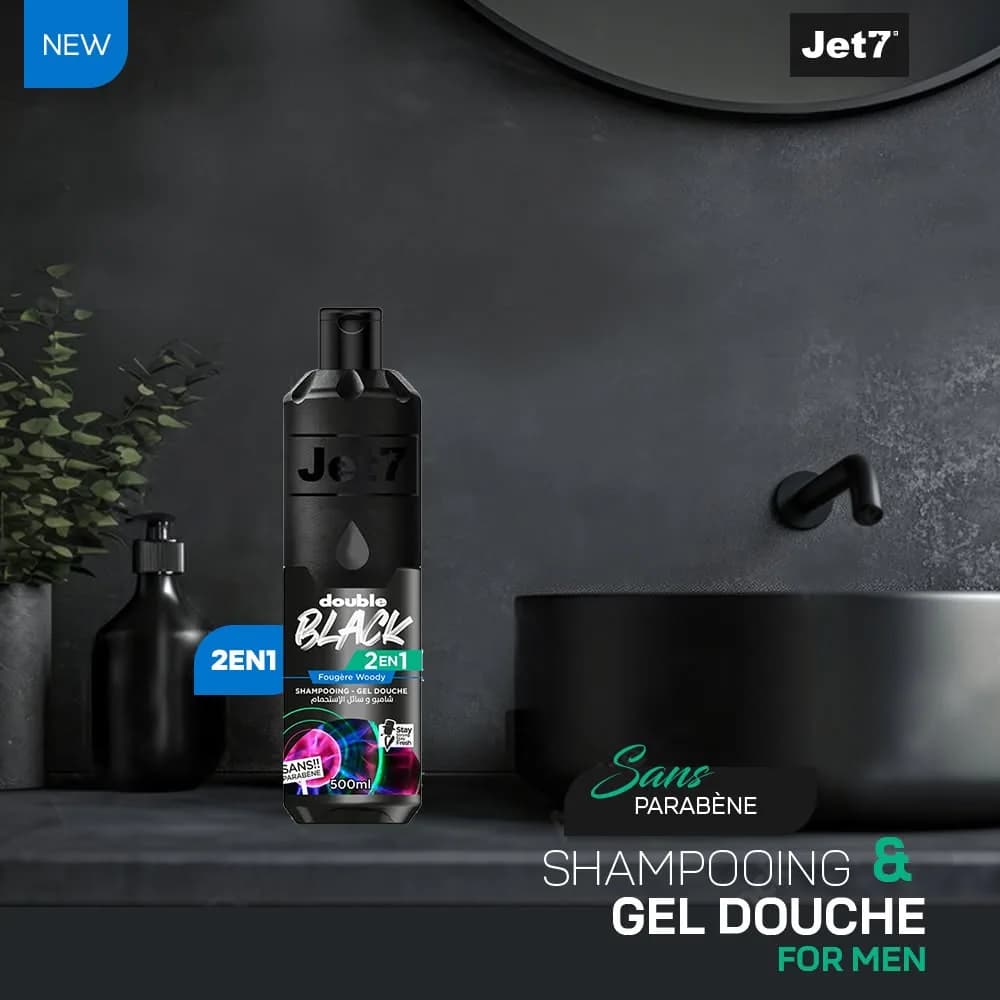JET 7 Gel Douche Double Black 2 en 1 500 ml