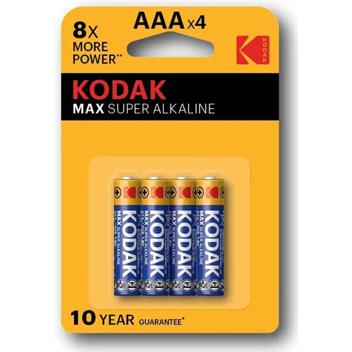 KODAK Max Super Alkaline AAA B4 Pack de 4 piles 1,5 V