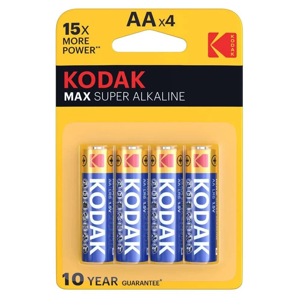 KODAK Max super Alkaline AA B4 Pack de 4 piles alcalines 1,5 V